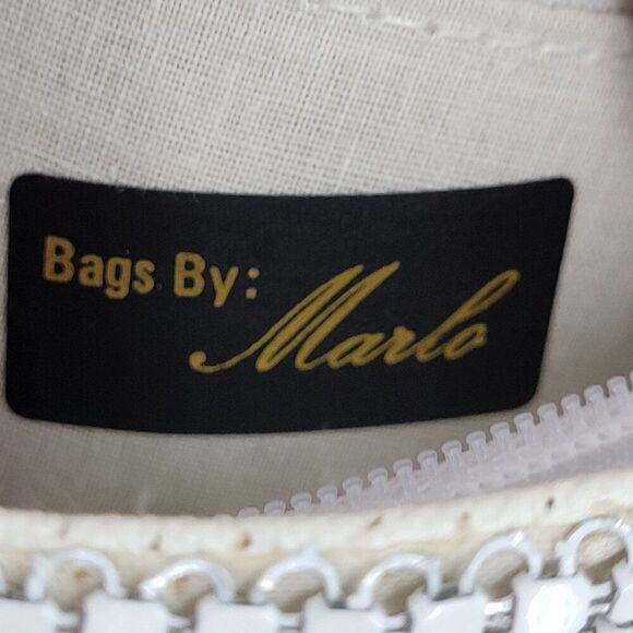 Vintage 80s White Metal Mesh Evening Bag Crossbody Chain Shoulder Bag Formal - Picture 3 of 12